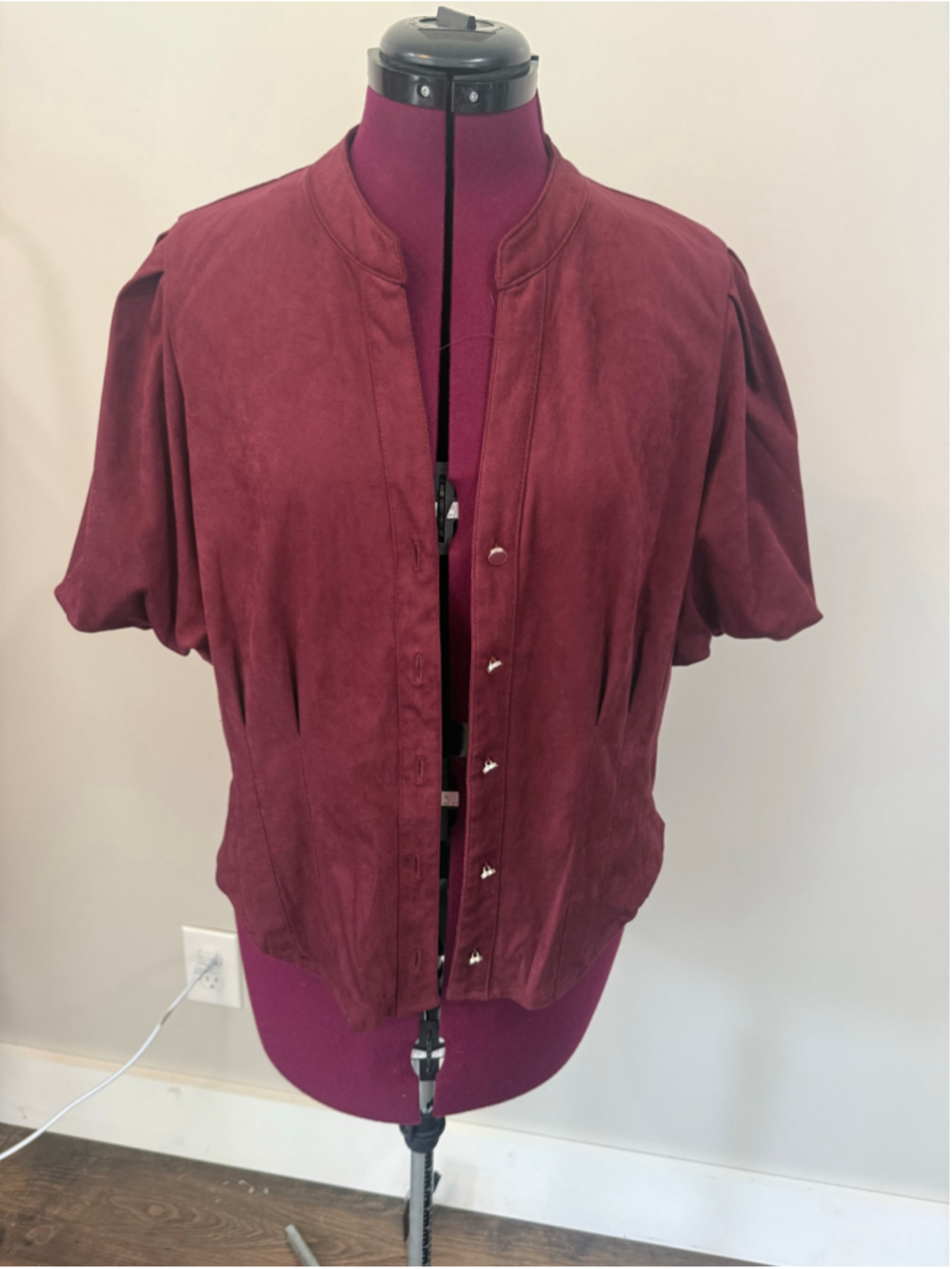 Women's Bagatelle Burgundy Suede Blouse Size XL